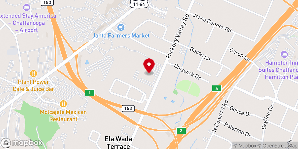 Map showing location of Ridgedale Baptist Church