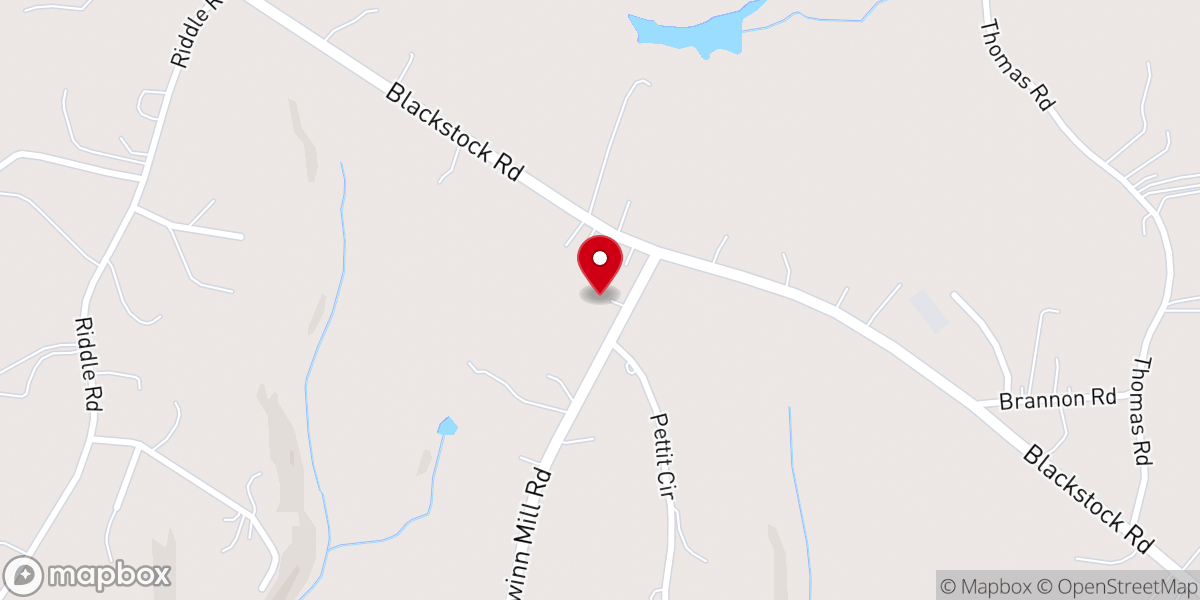 Map showing location of South Spartanburg Baptist Church
