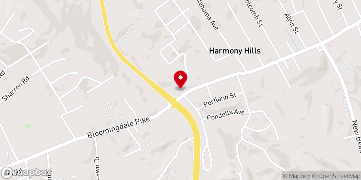 Map showing location of Harmony Presbyterian Church