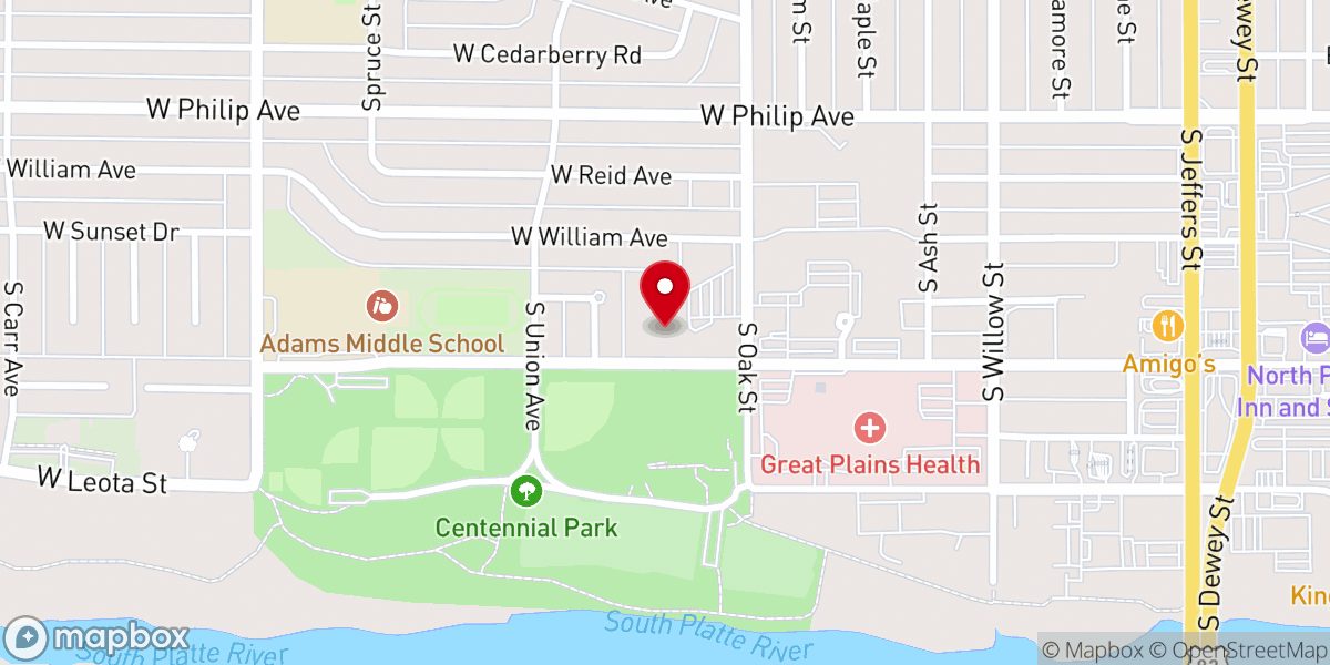 Map showing location of North Platte Seventh-Day Adventist Church