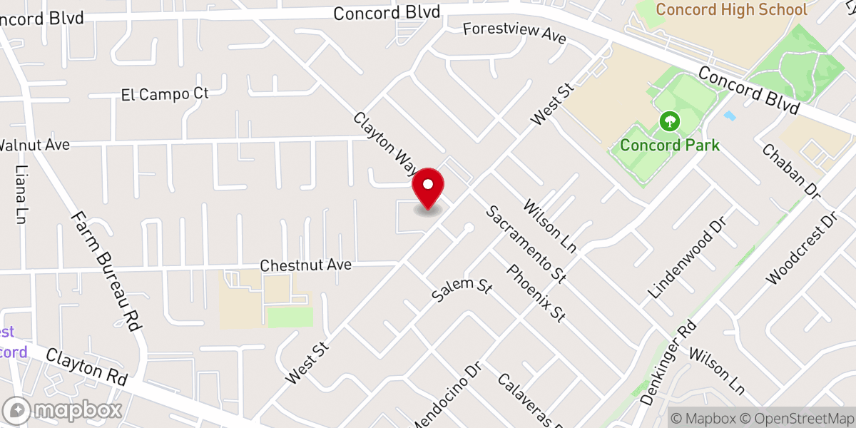 Map showing location of Concord United Methodist Church
