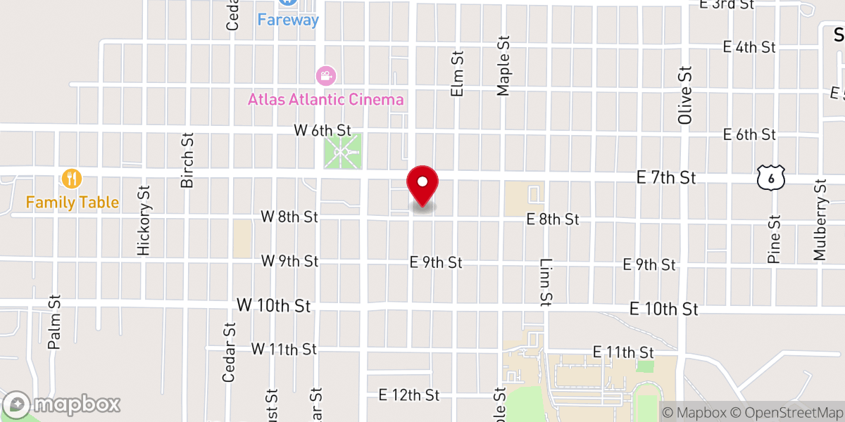 Map showing location of First Baptist Church