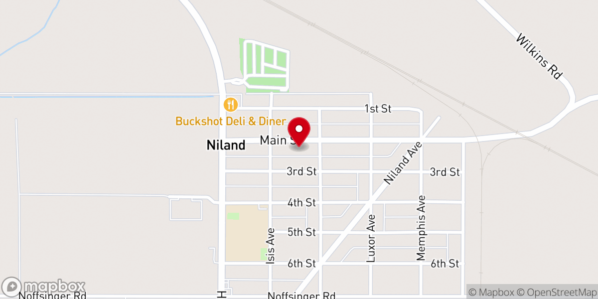 Map showing location of Niland Full Gospel Lighthouse Church