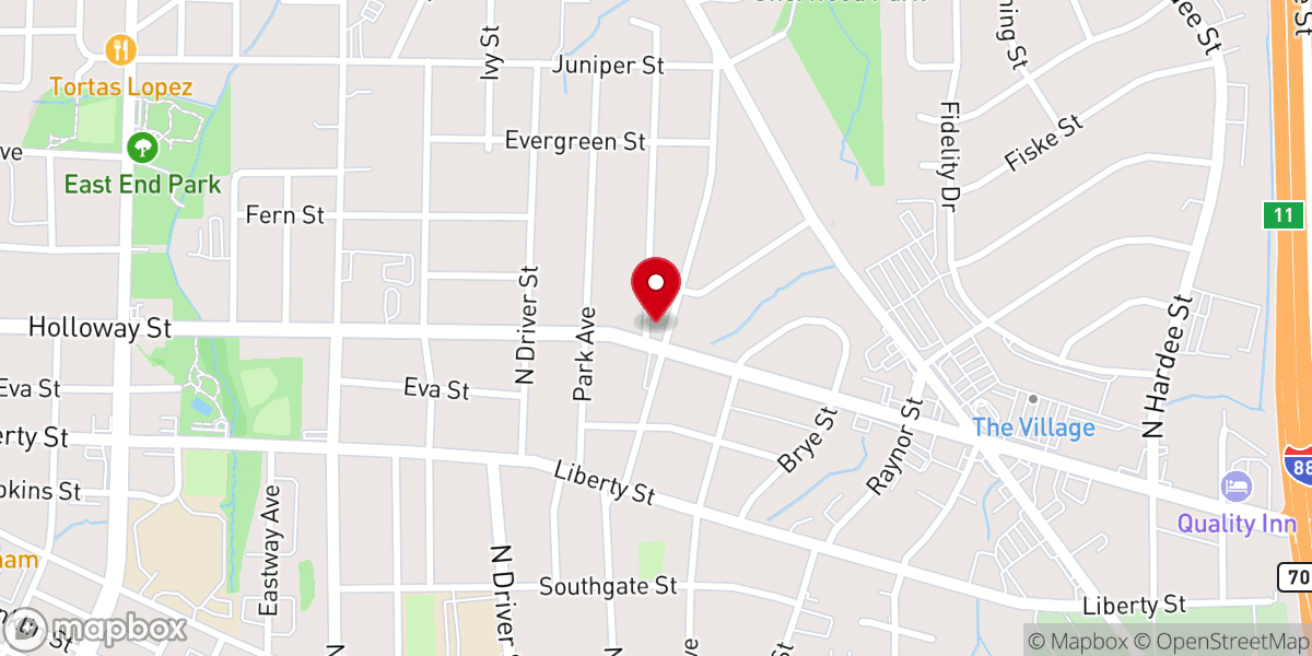 Map showing location of Antioch Baptist Church