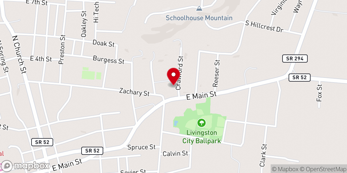 Map showing location of First Baptist Church