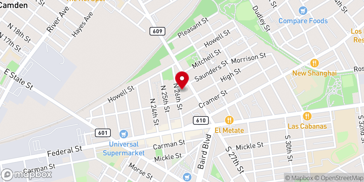 Map showing location of Victory Baptist Church