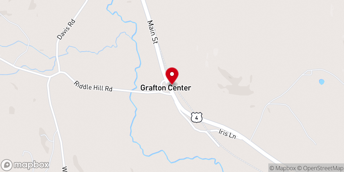 Map showing location of Grafton Center Meetinghouse