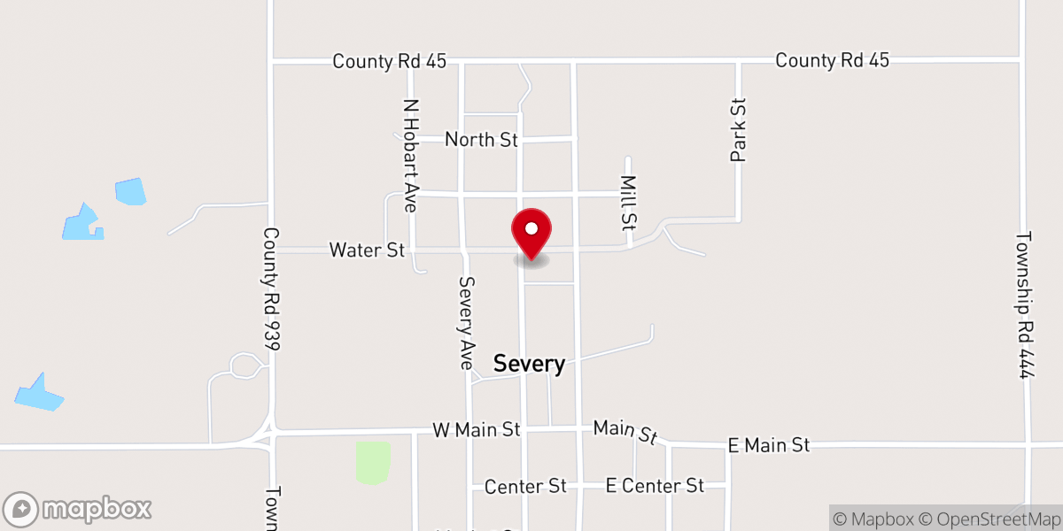 Map showing location of Severy Church of the Nazarene