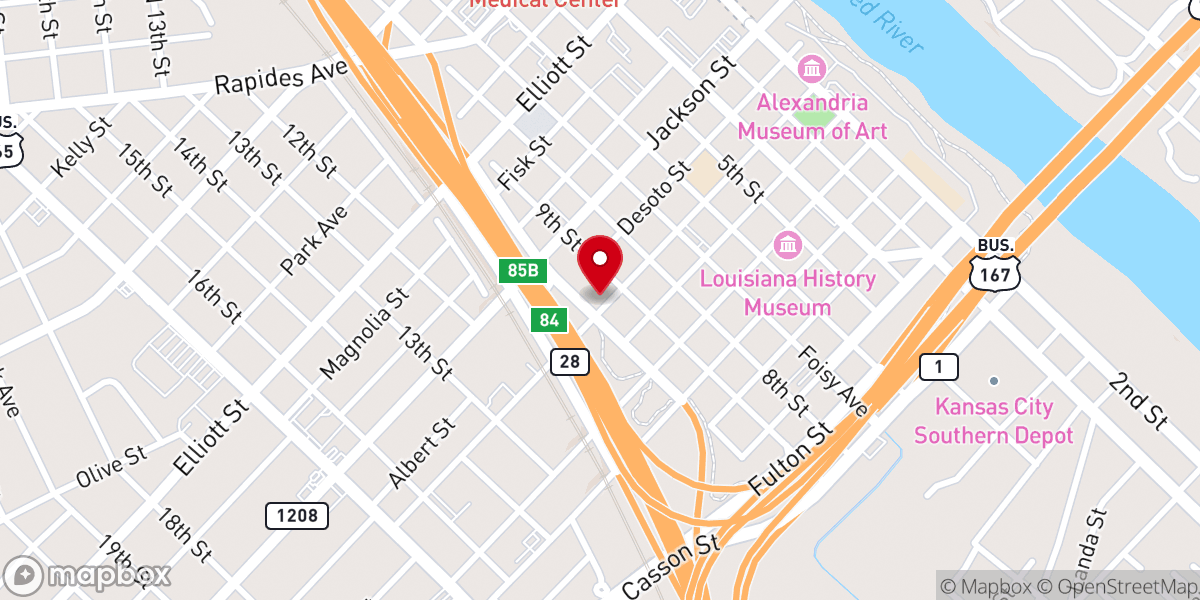 Map showing location of Rapides Parish Food Stamp Office