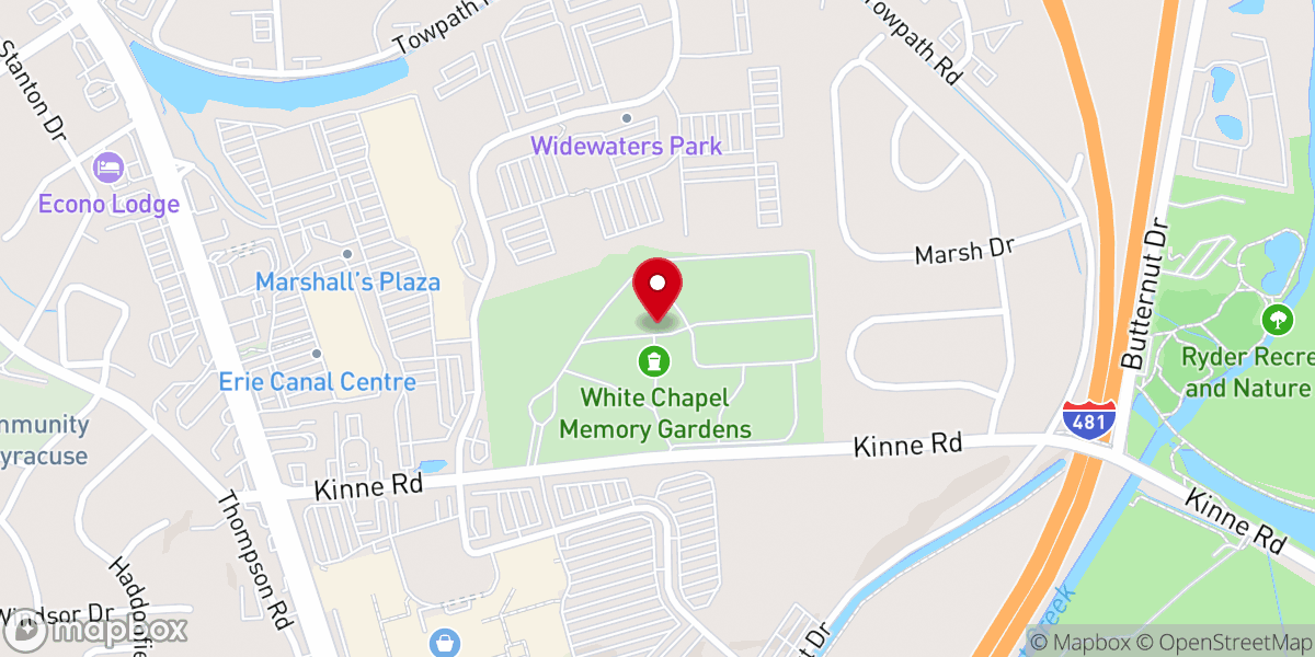 Map showing location of White Chapel Memory Gardens