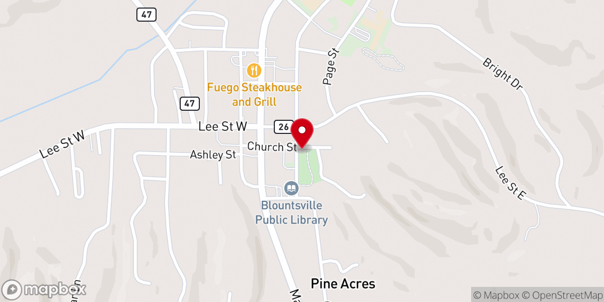 Map showing location of Blountsville United Methodist Church