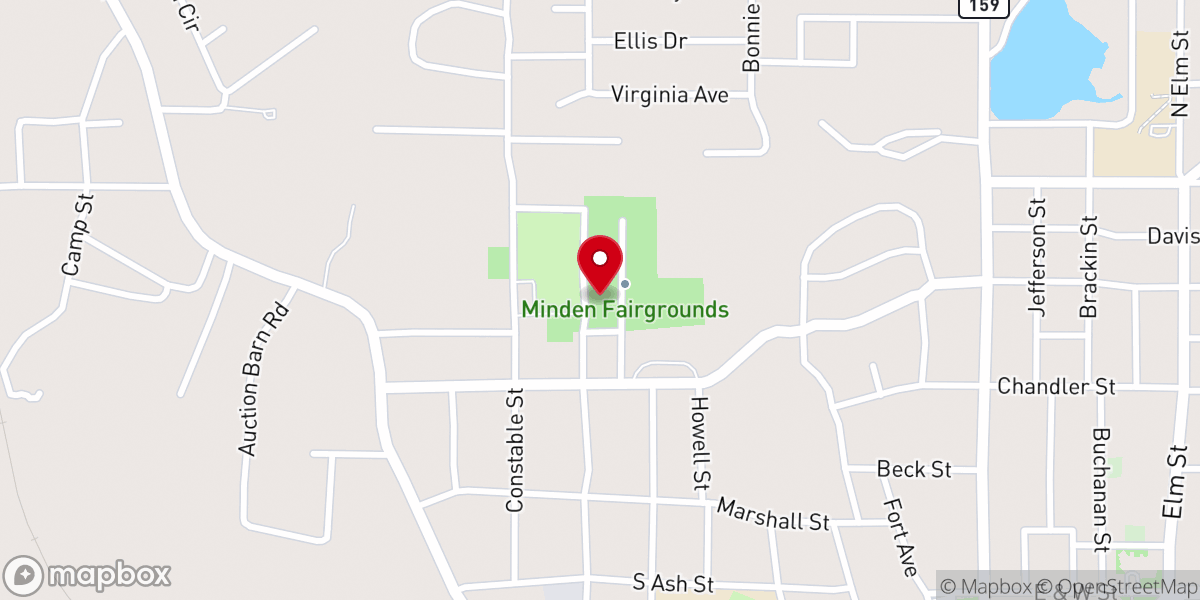 Map showing location of Webster Parish Fairgrounds