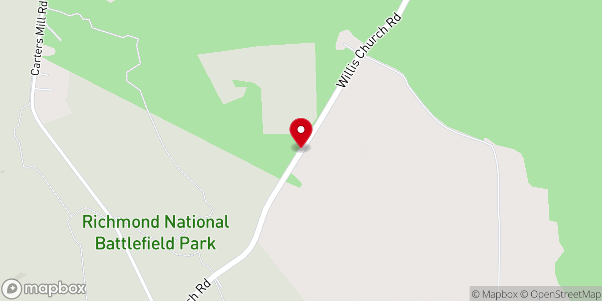Map showing location of Willis Church