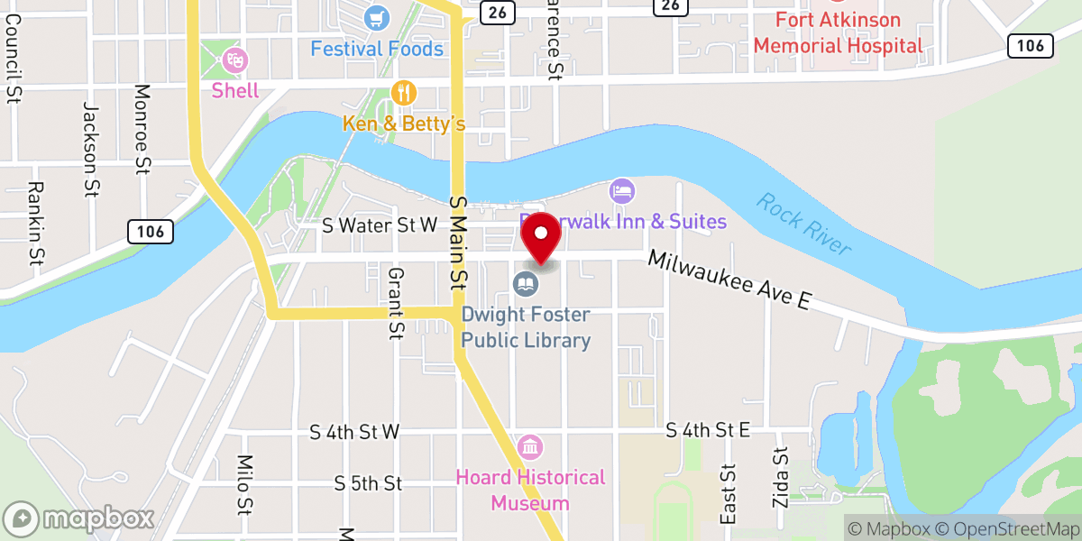Map showing location of Resurrection Church Fort Atkinson