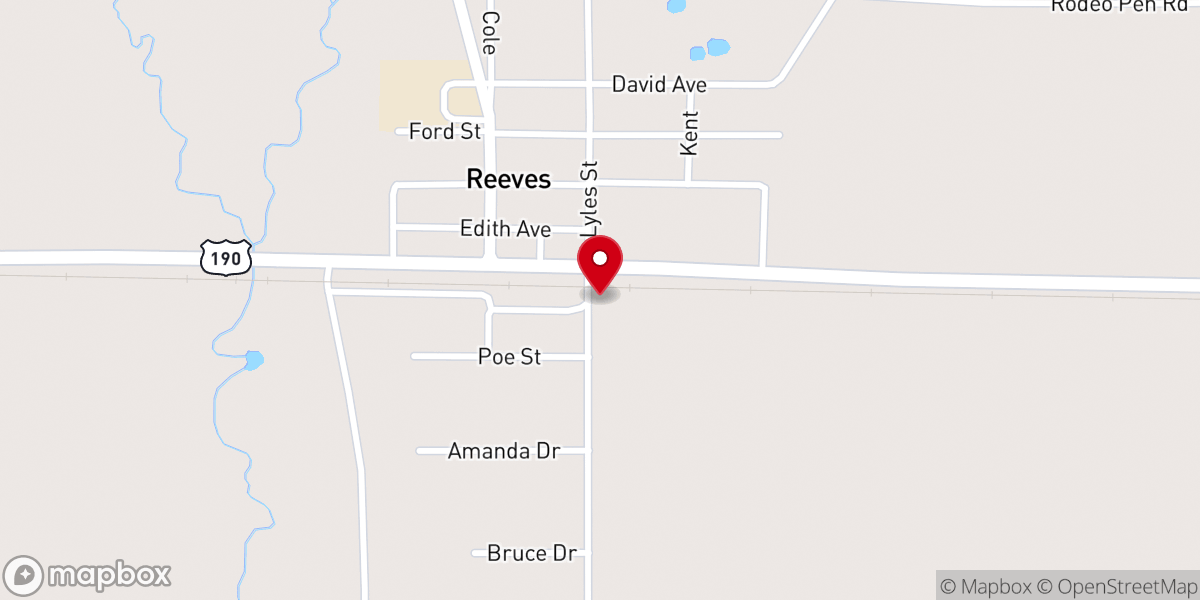 Map showing location of Allen Parish Road Maintenance Barn