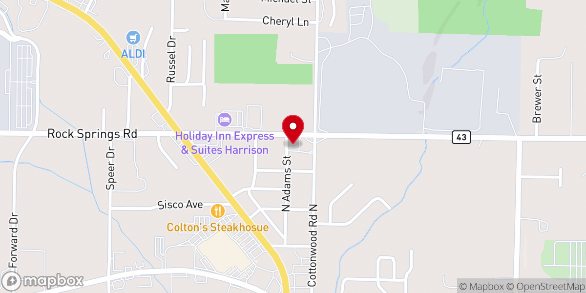 Map showing location of Jubilee Worship Center