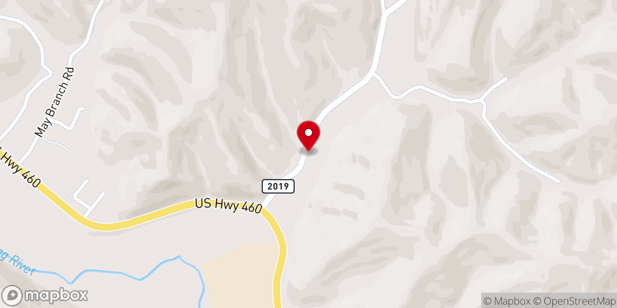 Map showing location of Elk Creek Freewill Baptist Church