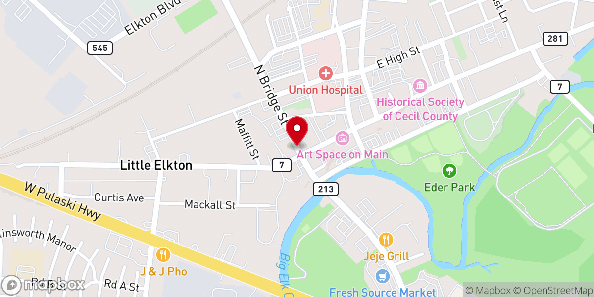 Map showing location of Choose Life Church of Elkton