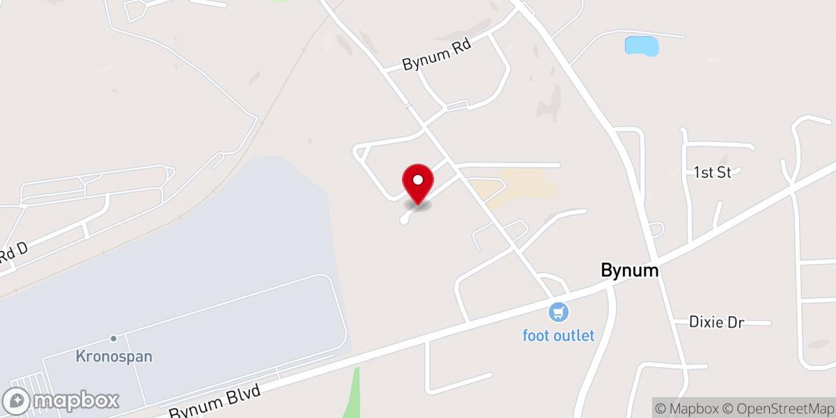 Map showing location of Bynum Methodist Church