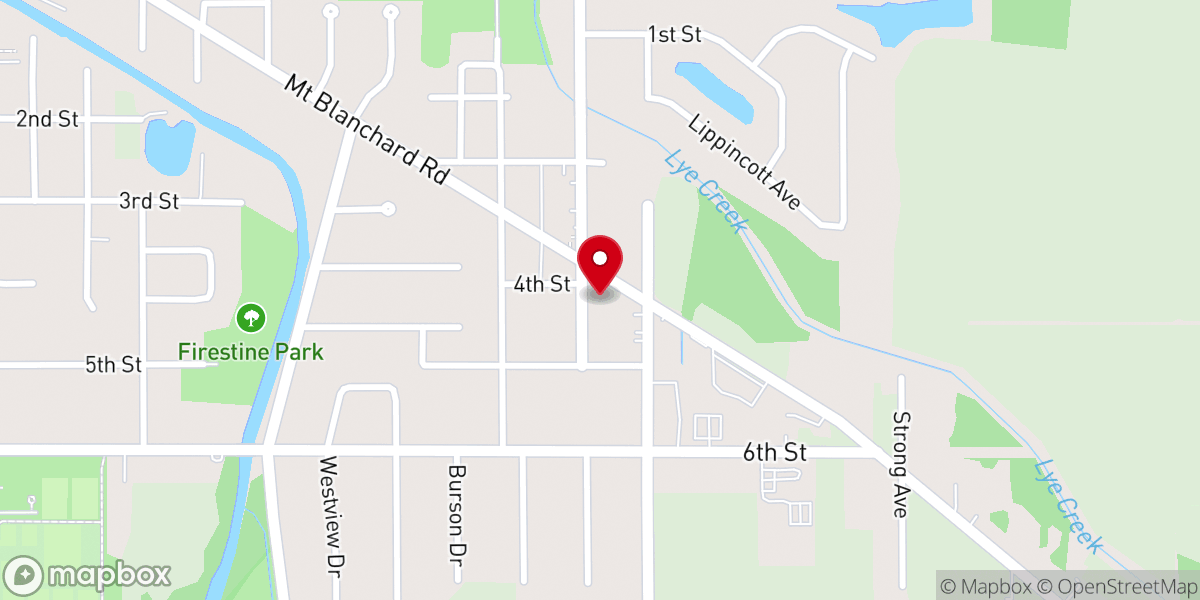 Map showing location of Blanchard Avenue Pentecostal Church of God