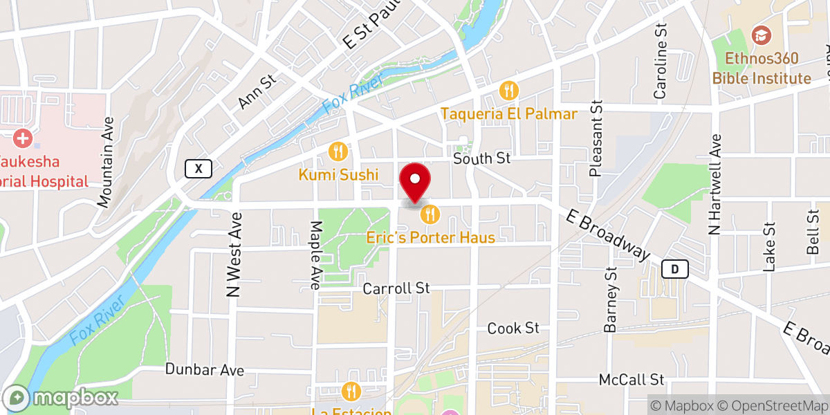 Map showing location of First Baptist Church Of Waukesha