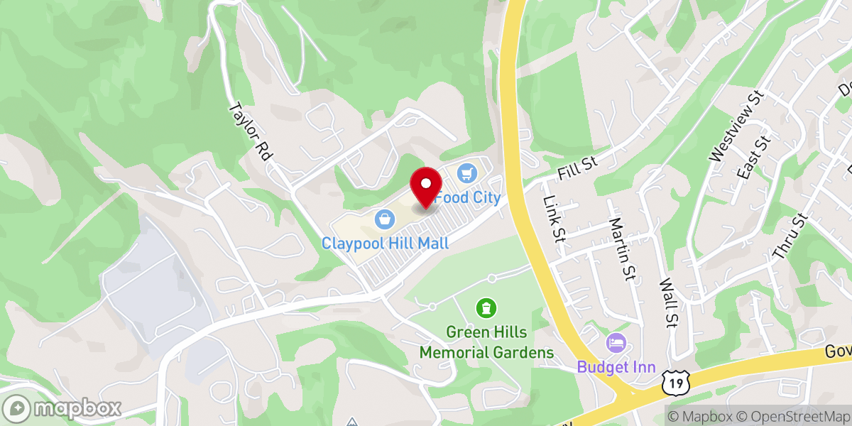 Map showing location of Claypool Hill Mall