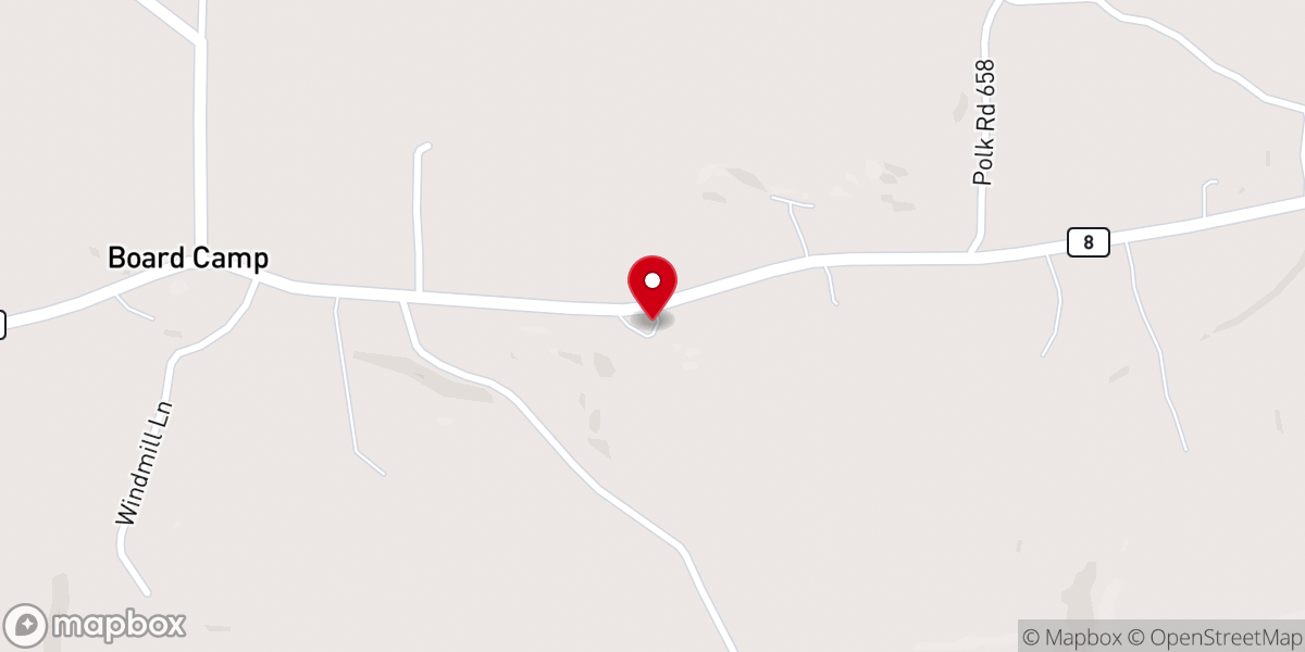 Map showing location of Board Camp Assembly of God Church