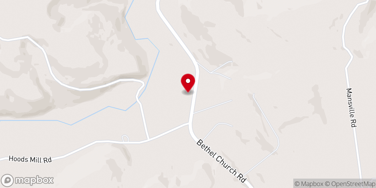 Map showing location of Bethel Lutheran Church