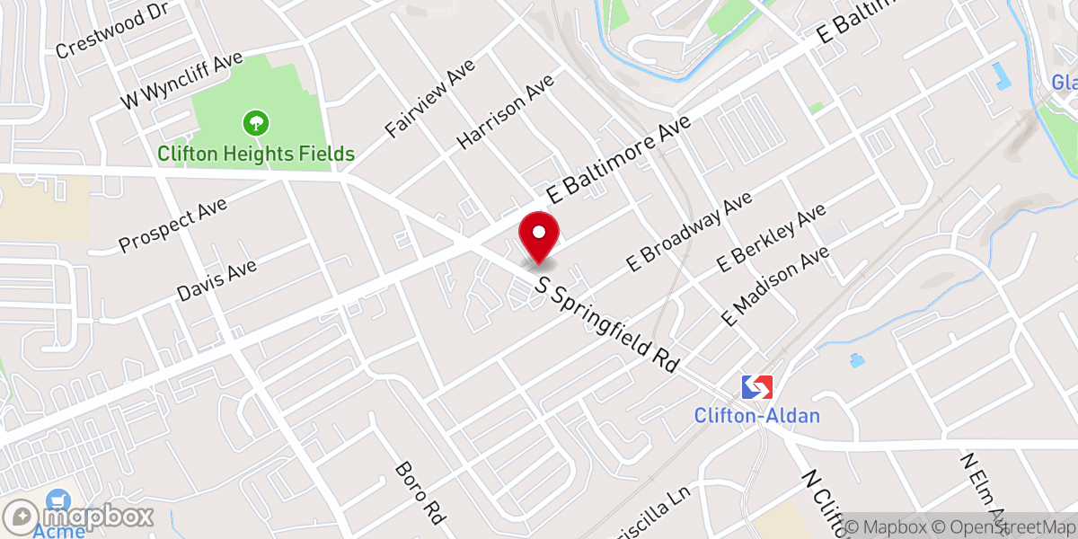 Map showing location of Clifton Heights United Methodist Church