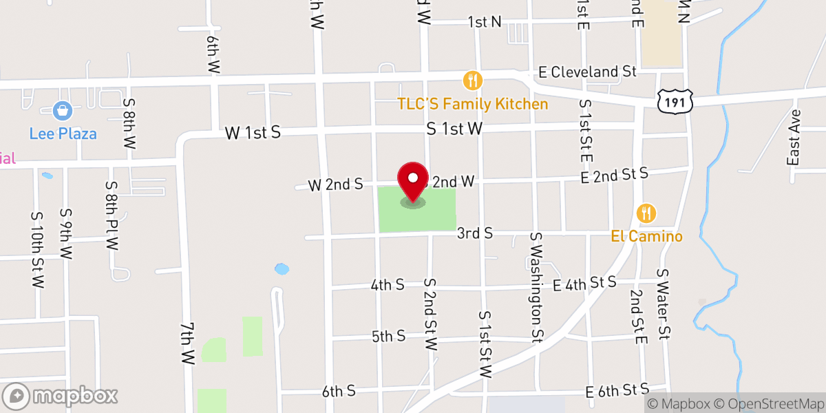 Map showing location of St. Johns City Park