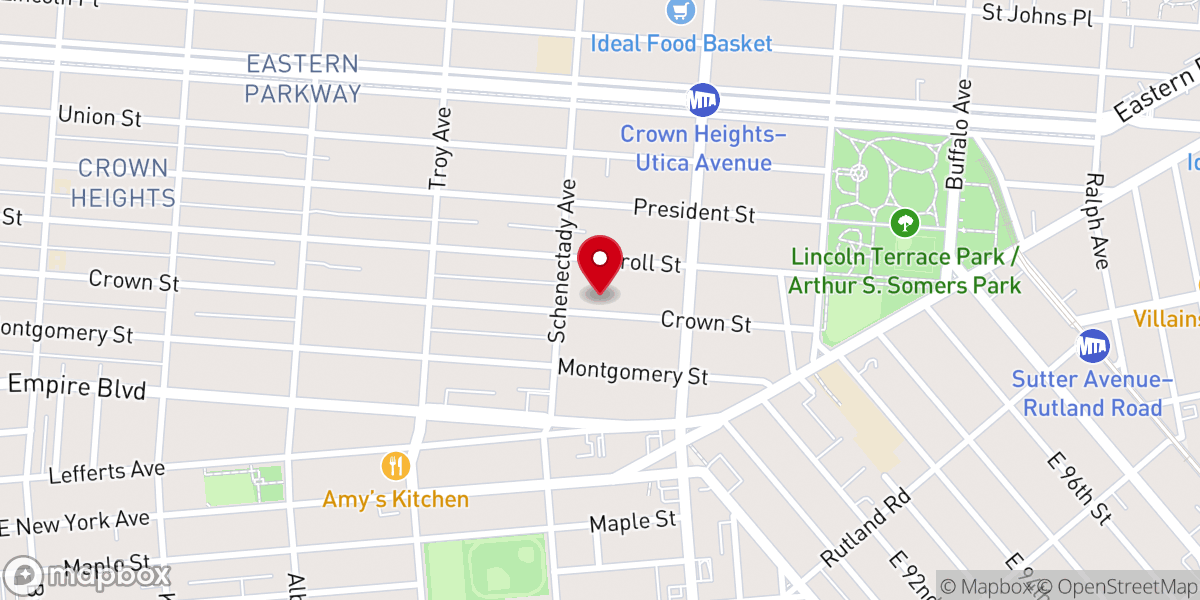 Map showing location of Crown Heights Sheitel Gemach Inc