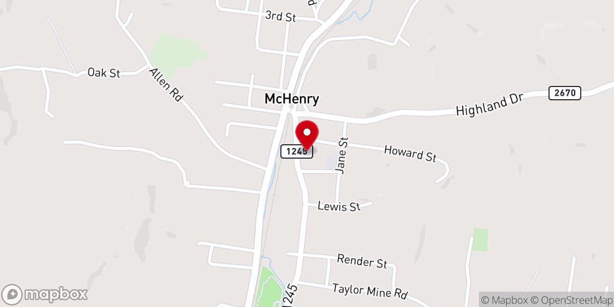 Map showing location of Mc Henry Baptist Church