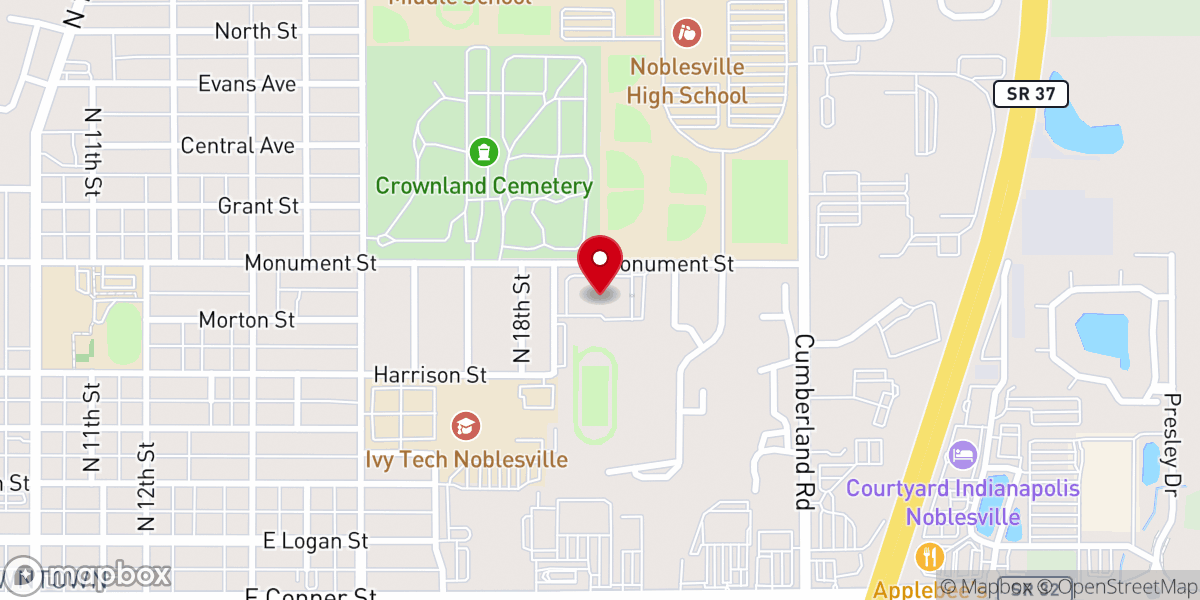 Map showing location of Noblesville First United Methodist Church