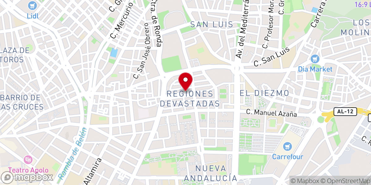Map showing location of Obispado de Almería