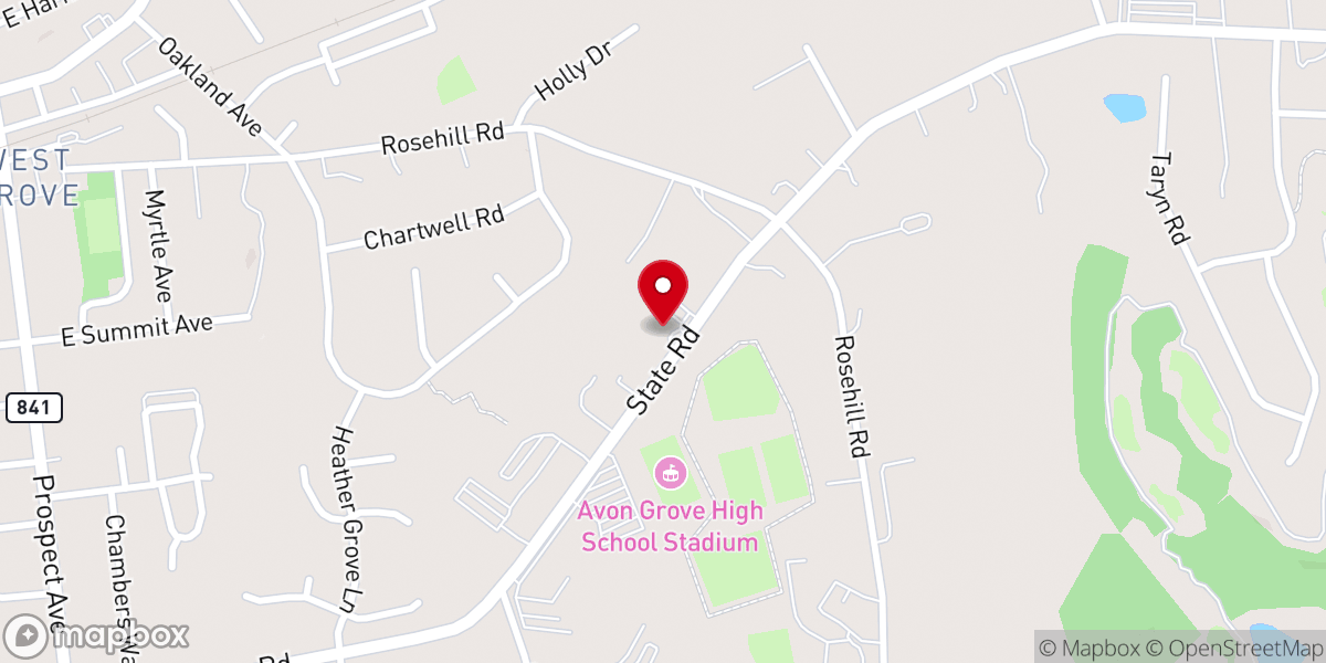 Map showing location of Avon Grove Church