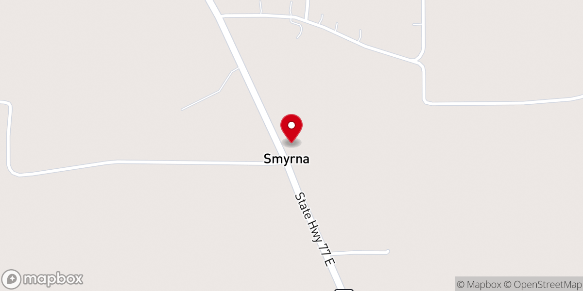 Map showing location of Smyrna Baptist Church