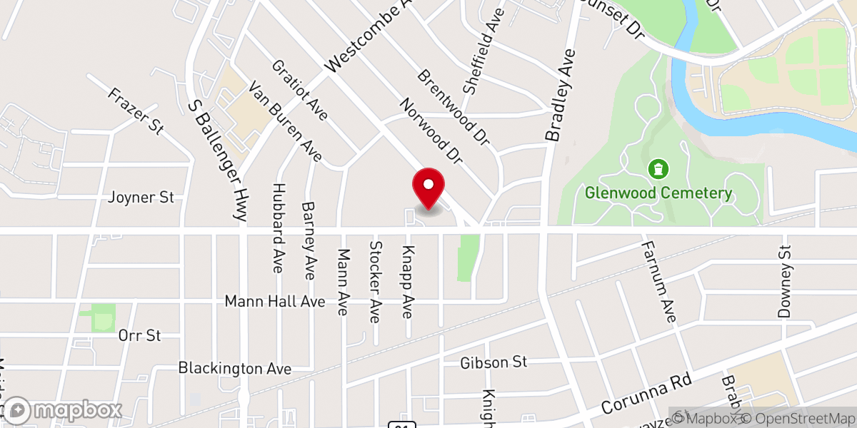 Map showing location of Love Inc Genesee County Churches
