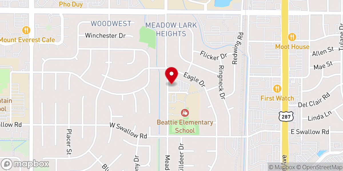 Map showing location of Meadowlark Church of Christ