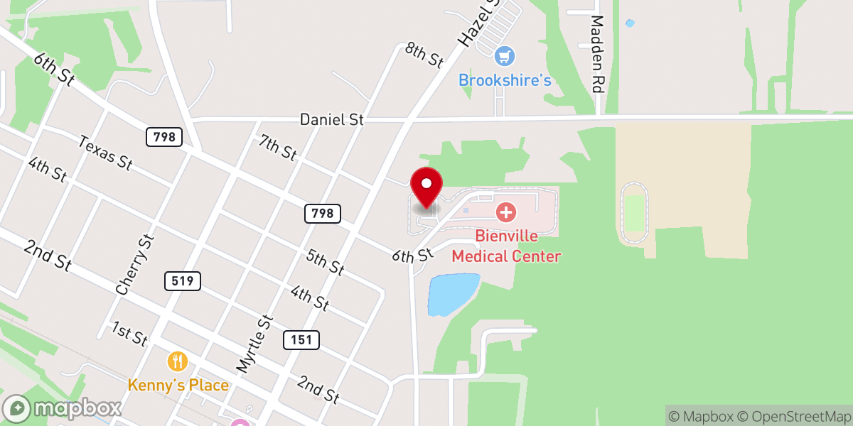 Map showing location of Bienville Wellness Center