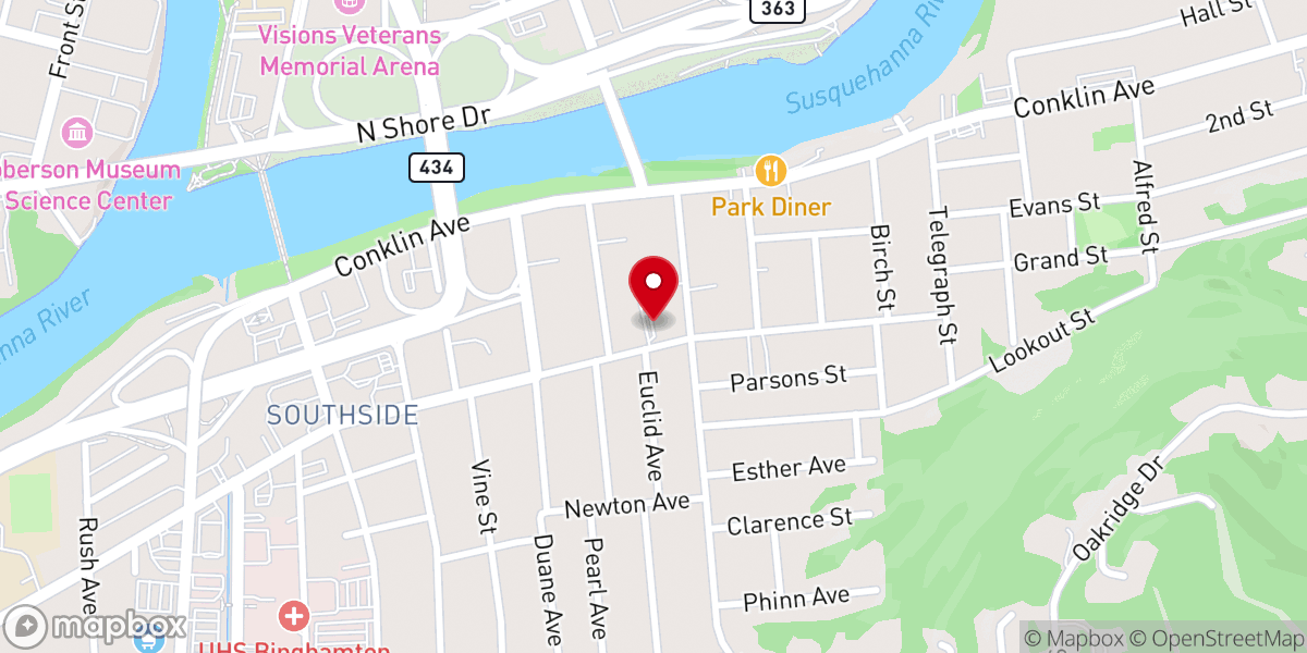 Map showing location of Saints John and Andrew Parish Hall