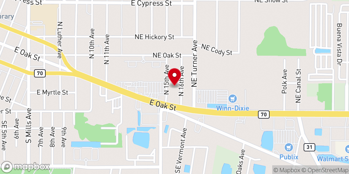 Map showing location of Calvary Baptist Church