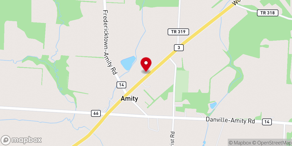 Map showing location of Amity United Methodist Church
