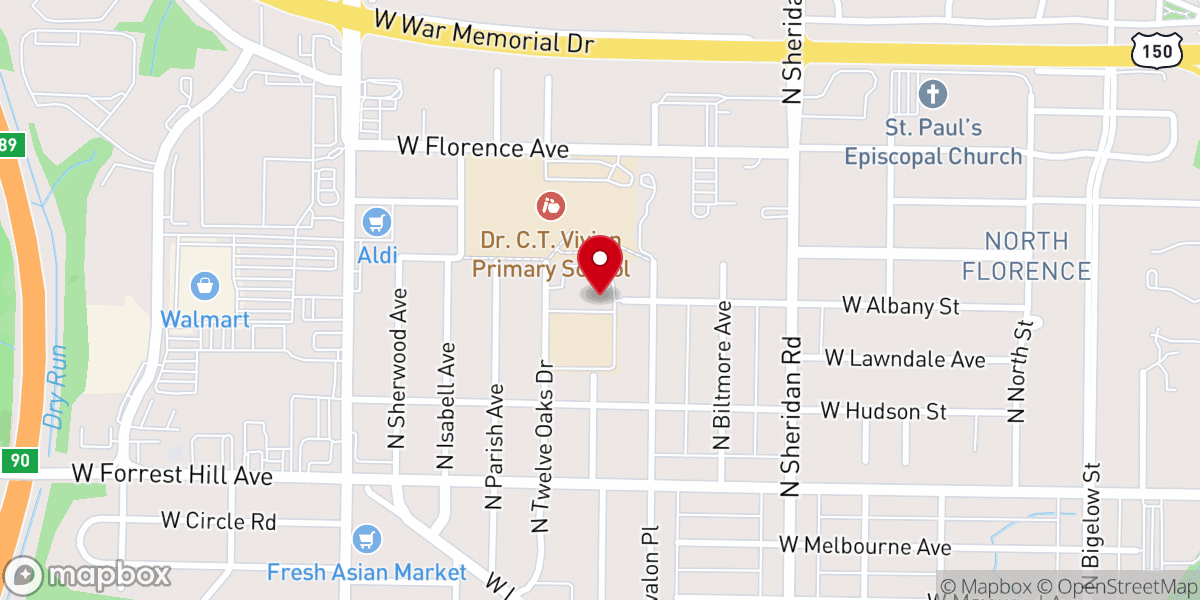 Map showing location of St. Philomena Church