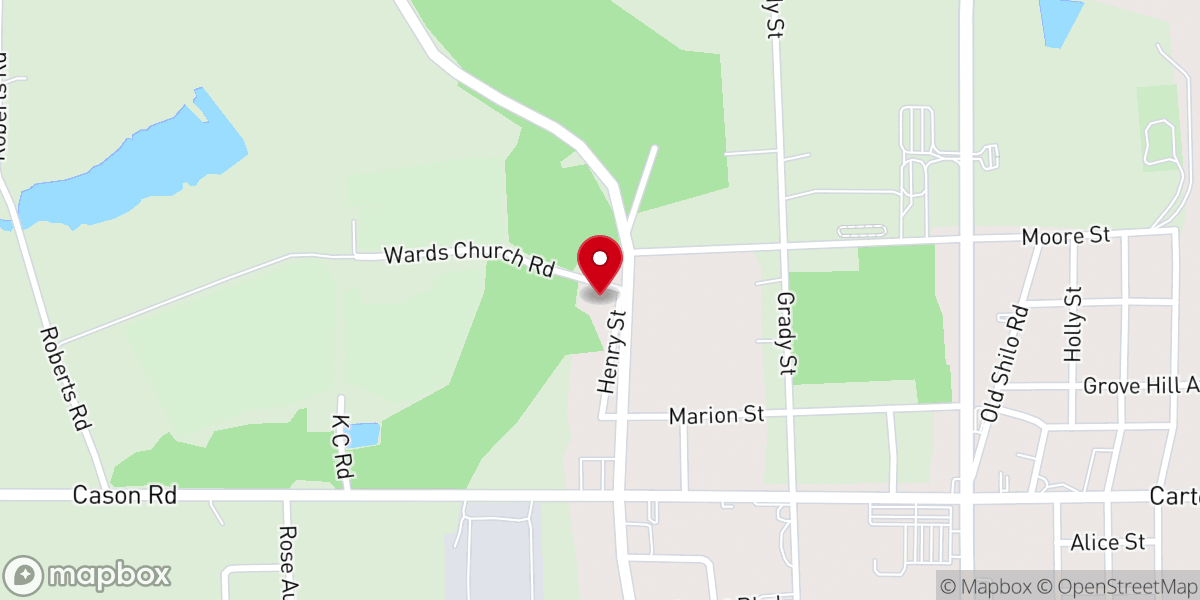 Map showing location of Ward Memorial United Methodist Church
