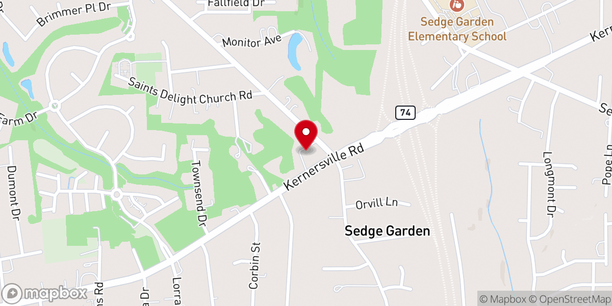 Map showing location of Sedge Garden Baptist Church