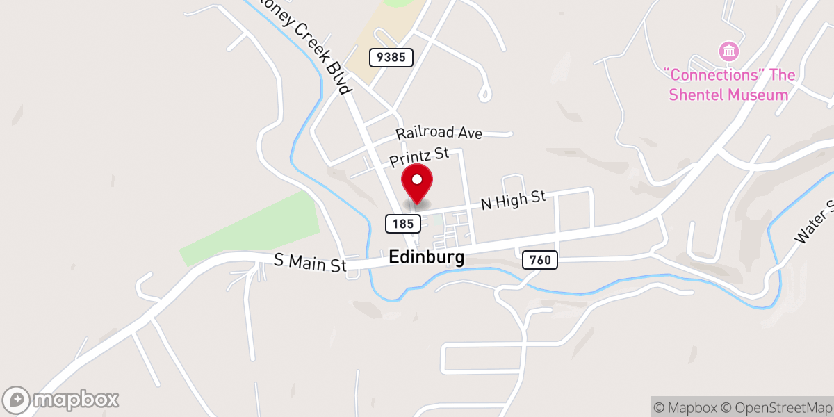 Map showing location of St. John's United Methodist Church