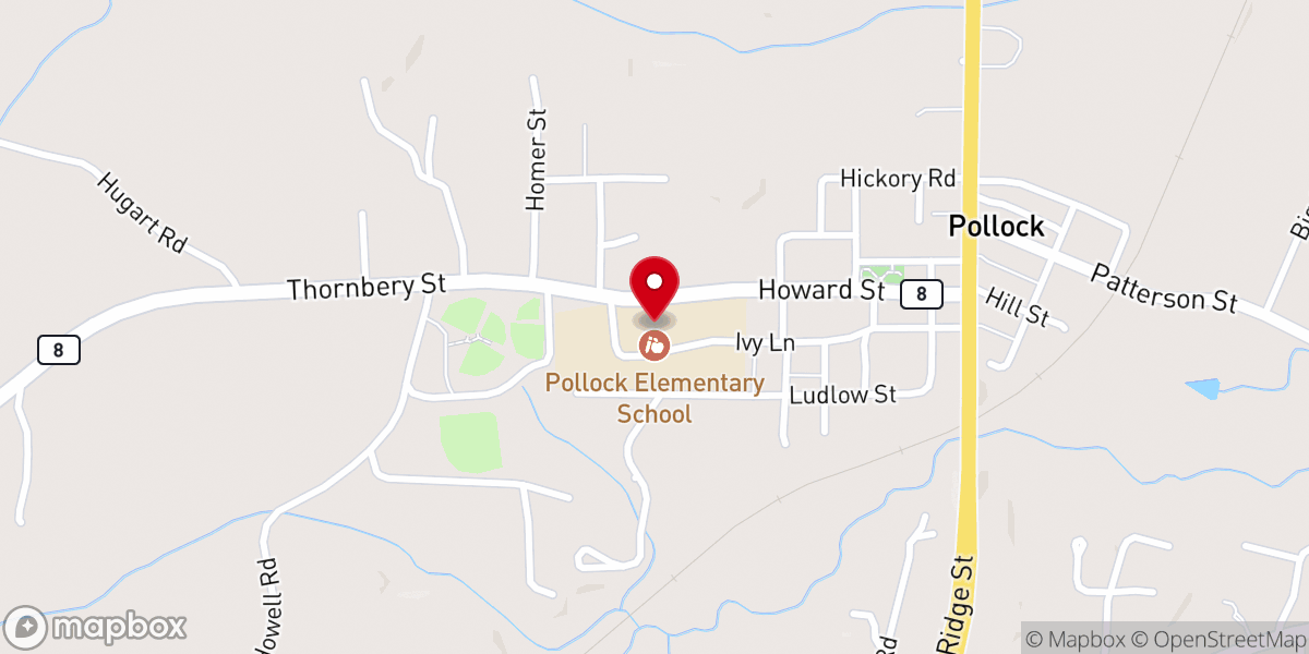 Map showing location of Pollock Elementary School