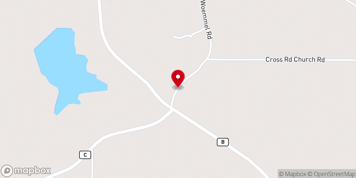 Map showing location of Crossroads Church