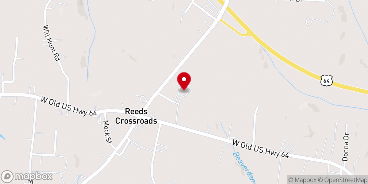 Map showing location of Reeds Baptist Church