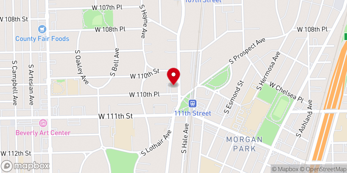 Map showing location of Morgan Park United Methodist Church